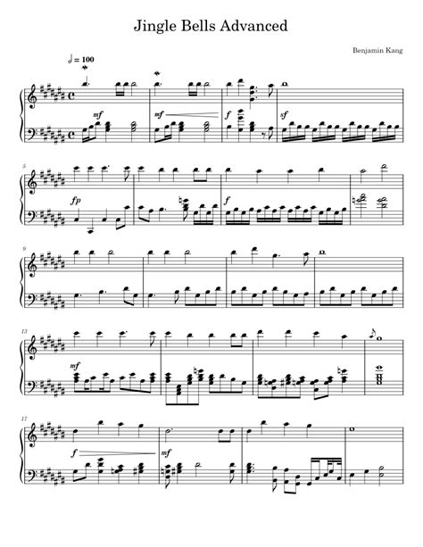 Jingle Bells Advanced Sheet Music For Piano Solo
