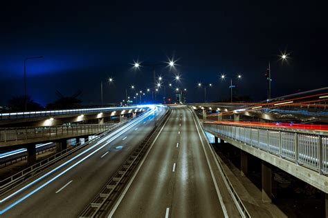 Free Images Light Structure Road Bridge Traffic Night Highway