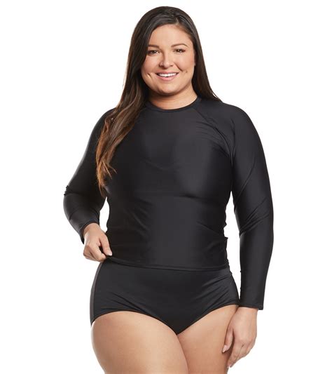 Volcom Plus Size Simply Solid Long Sleeve Rash Guard At