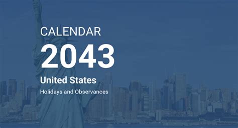 Year 2043 Calendar United States