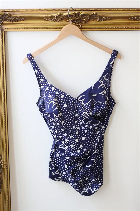 1960s Blue Floral Bathing Suit Vintage Swimsuit Pin Up Etsy Canada