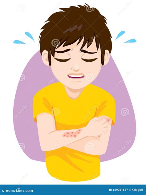 Man Scratching Itchy Skin Allergy Stock Vector Illustration Of Ache