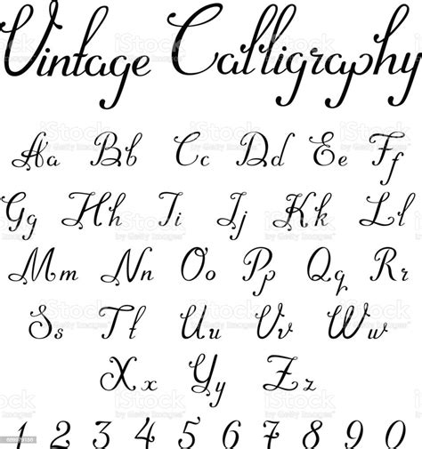 Vintage Calligraphic Script Font Linear Vector Handmade Calligraphy
