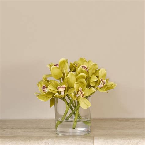 Real Touch Green Silk Cymbidium Orchid Flower Arrangement In Etsy