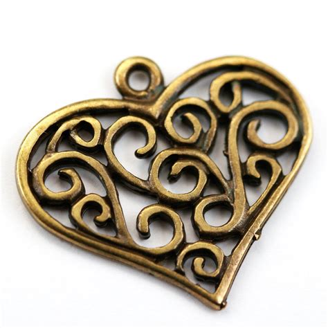 Antique Gold Filigree Heart Charm