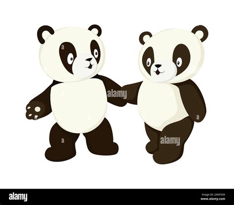 Dos Pandas Estilizado Dibujo De Cuerpo Completo Oso Panda Simple Icono