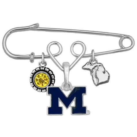 Michigan Wolverines Home Sweet Home Silver State Lapel Pin Brooch