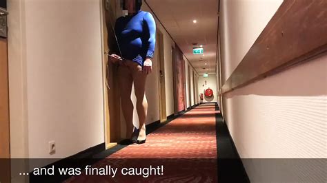 crossdresser self bondage in hotel corridor and caught xhamster