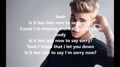 You gotta go and get angry at all of my honesty you know i try but i don't do too well wit. Justin Bieber - Sorry ( LYRICS VIDEO ) - YouTube