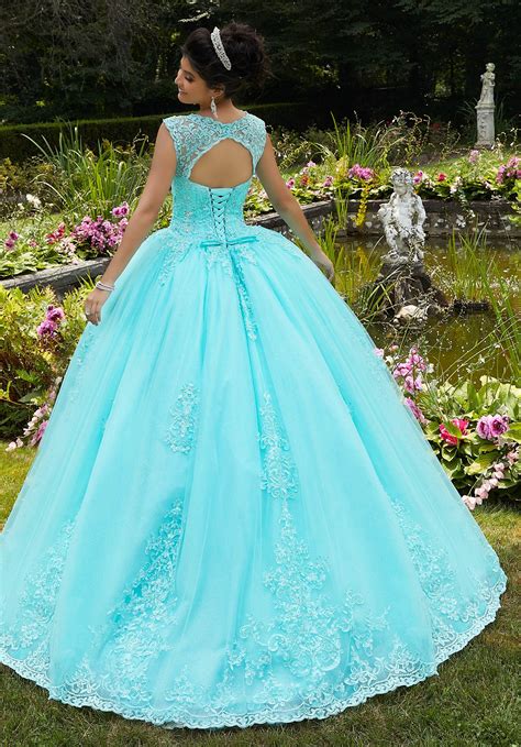 Embroidered Lace Quinceañera Dress Morilee Style 60104 In 2020 Turquoise Quinceanera Dresses