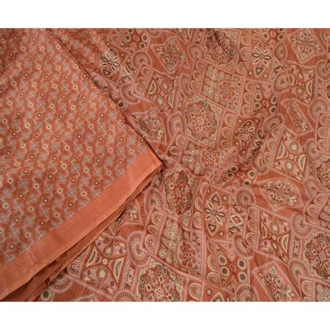 Vintage Sari 100 Pure Silk Dusty Red Sarees Printed 5yd Craft Etsy