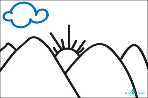 How To Draw Mountain: Easy Step By Step Process Sun moon drawing by anthony burks sr.
