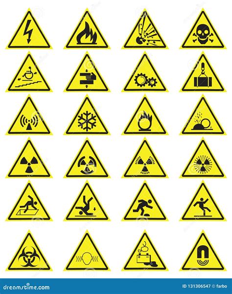 Vector Set Of Triangle Yellow Warning Icons Stock Vector Illustration