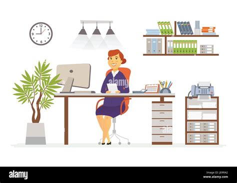 Oficina Mujer Vector Ilustración Plana De Un Empleador Colega