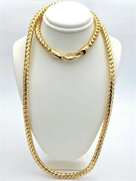 Mens 14k Yellow Gold Solid Franco Chain Necklace 30 6mm 1534 Grams
