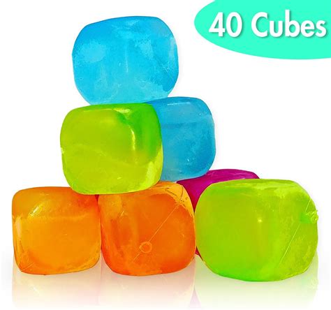 Ksev Reusable Smooth Plastic Ice Cubes Square Shaped