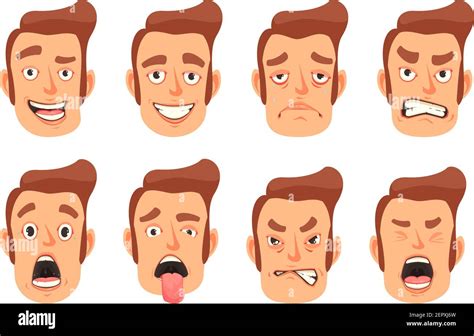 Men Facial Gestures Pleasure Surprise Fear Disgust Emotions 8 Cute