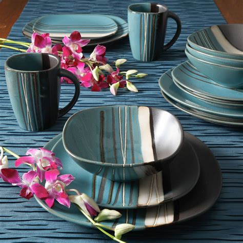 Square Dinnerware Set For Stoneware Kitchen Pc Plates Bowls Dishes Mug New Square