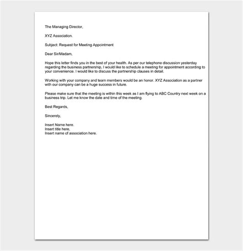 Meeting Appointment Request Letter 40 Examples And Templates