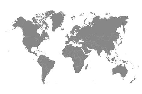 World Map Mono Color High Detail Separated All Countries Vector