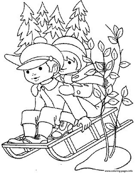 Kids S Winter Sleddingfe5c Coloring Page Printable