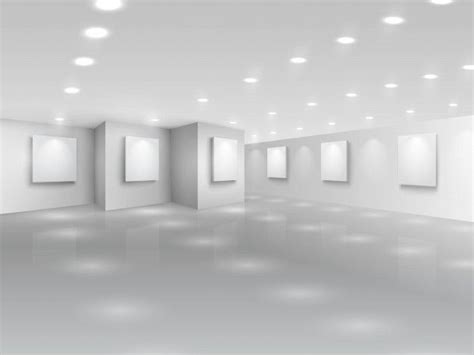 Download Realistic Gallery Hall With Blank White Canvases For Free