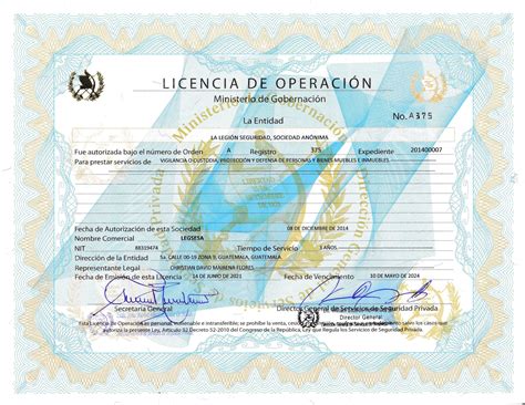 Licencia Operacion — La Legión
