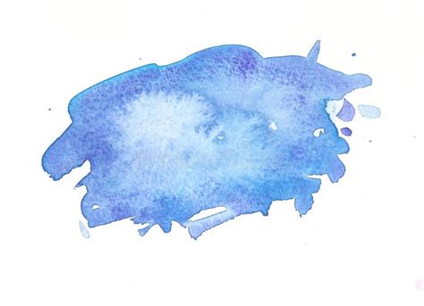 Handmade Watercolor Blue Label Stock Illustration Illustration Of