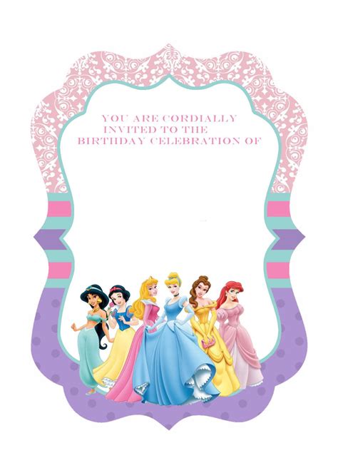 Cool Free Template Free Printable Ornate Disney Princesses Invit