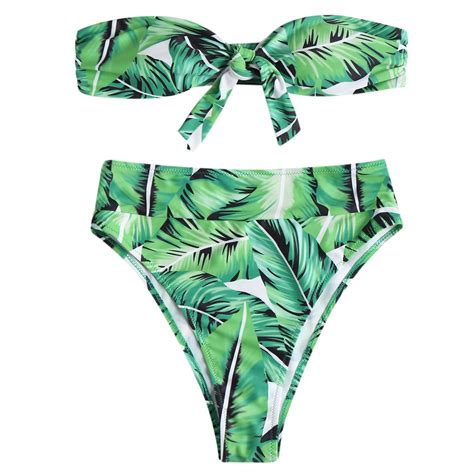 Aliexpress Com Buy Zaful Women Swimwear Leaf High Waisted