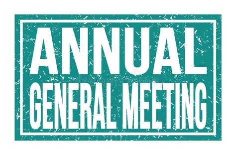 Annual General Meeting Words On Blue Rectangle Stamp Sign Stock