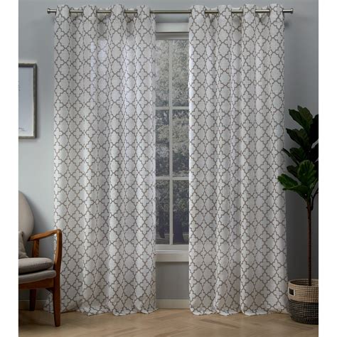 Exclusive Home Curtains 2 Pack Helena Printed Sheer Grommet Top Curtain Panels Natural 54x96