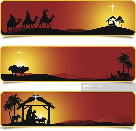 Vector Art Nativity Scene Banners Designs Christmas Window Display