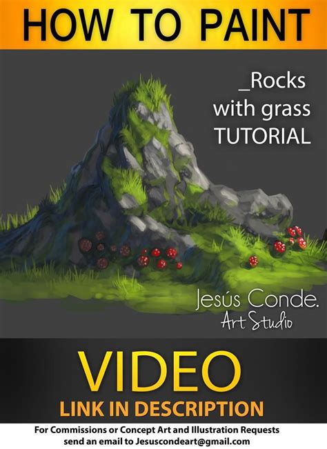 How To Paint Rocks With Grass By Jesusaconde On Deviantart Digital