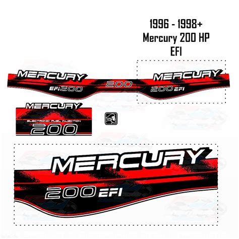 Fast Worldwide Shipping Mercury Outboard Decal Sticker Kit 200 Hp Red