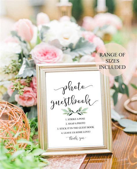 Greenery Photo Booth Sign Editable Wedding Photo Guest Book Outdoor
