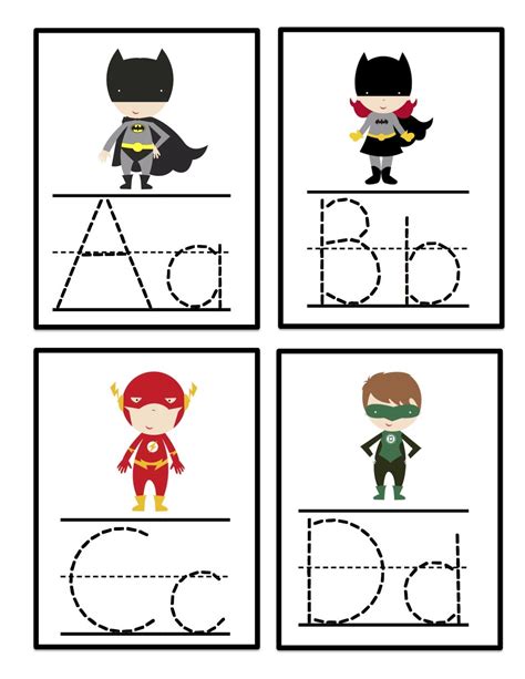Super Hero Alphabet Tracing Cards With Images Superhero Preschool