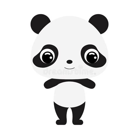 Cute Baby Panda Wild Animal Flat Vector Stock Illustration On White