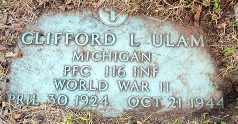 116th Infantry Regiment Roll Of Honor Pfc Clifford Leroy Ulam