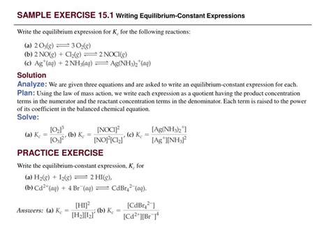 Ppt Sample Exercise 151 Writing Equilibrium Constant Expressions
