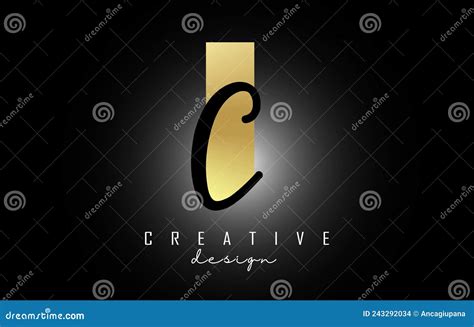 Golden Letters Ic Logo With A Minimalist Design Letters I And C With