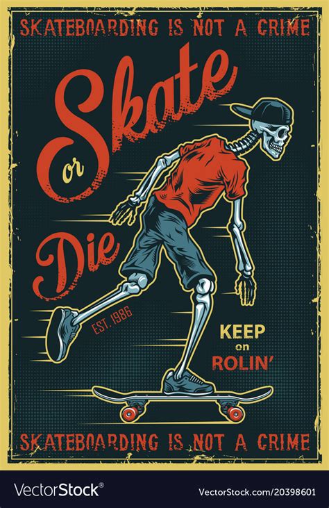 Vintage Skateboarding Poster Royalty Free Vector Image