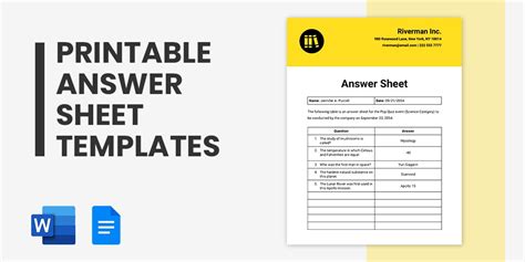 9 Printable Answer Sheet Templates Samples And Examples 45 Sample