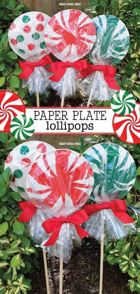 Giant Paper Plate Lollipops With Images Christmas Decorations Diy