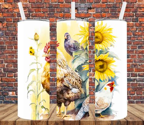 Country Chickens Tumbler Wrap Sublimation Transfers Crafty Bucks