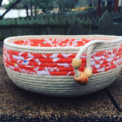 Coiled Rope Bowl Coiled Fabric Basket Fabric Baskets Fabric Bowls