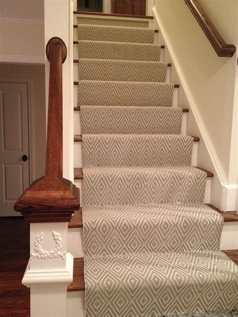 Our Dash And Albert Platinum Diamond Staircase Runner And Newel Post