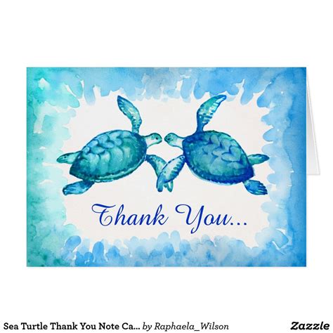 Sea Turtle Thank You Card Thank You Cards Greeting Cards