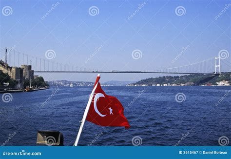 Turkish Flag And Maiden Tower In Istanbul Royalty Free Stock