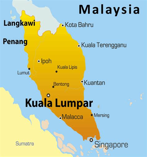 Malaysia Political Map With Capital Kuala Lumpur National Borders Sexiz Pix